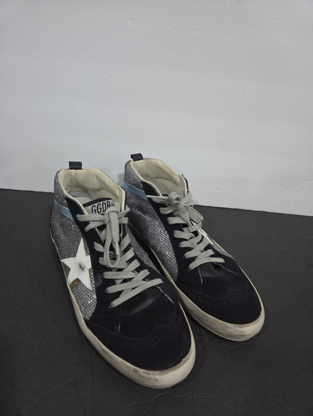 Golden Goose Black & Silver High-Top  Skateboard Sneakers with Star Sz.40 /10